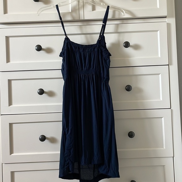 Hollister Women’s Dark Blue Ruffled Cotton Dress w/ Adjustable Straps - Small - Picture 5 of 6